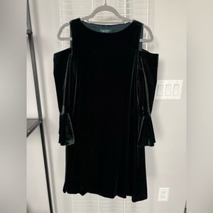 Ralph Lauren Emerald Green Velvet Dress with Shoulder Cutouts Size 6